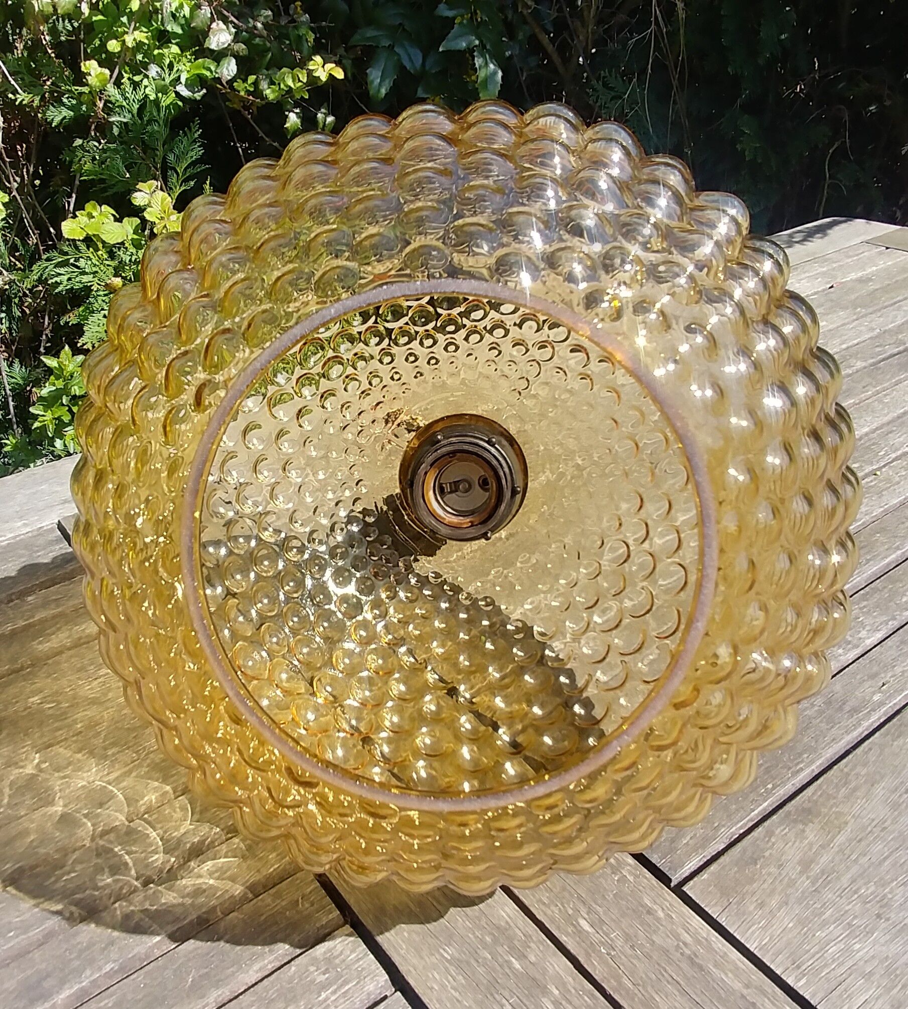 Globe pendant lamp glass Empoli vintage 70s