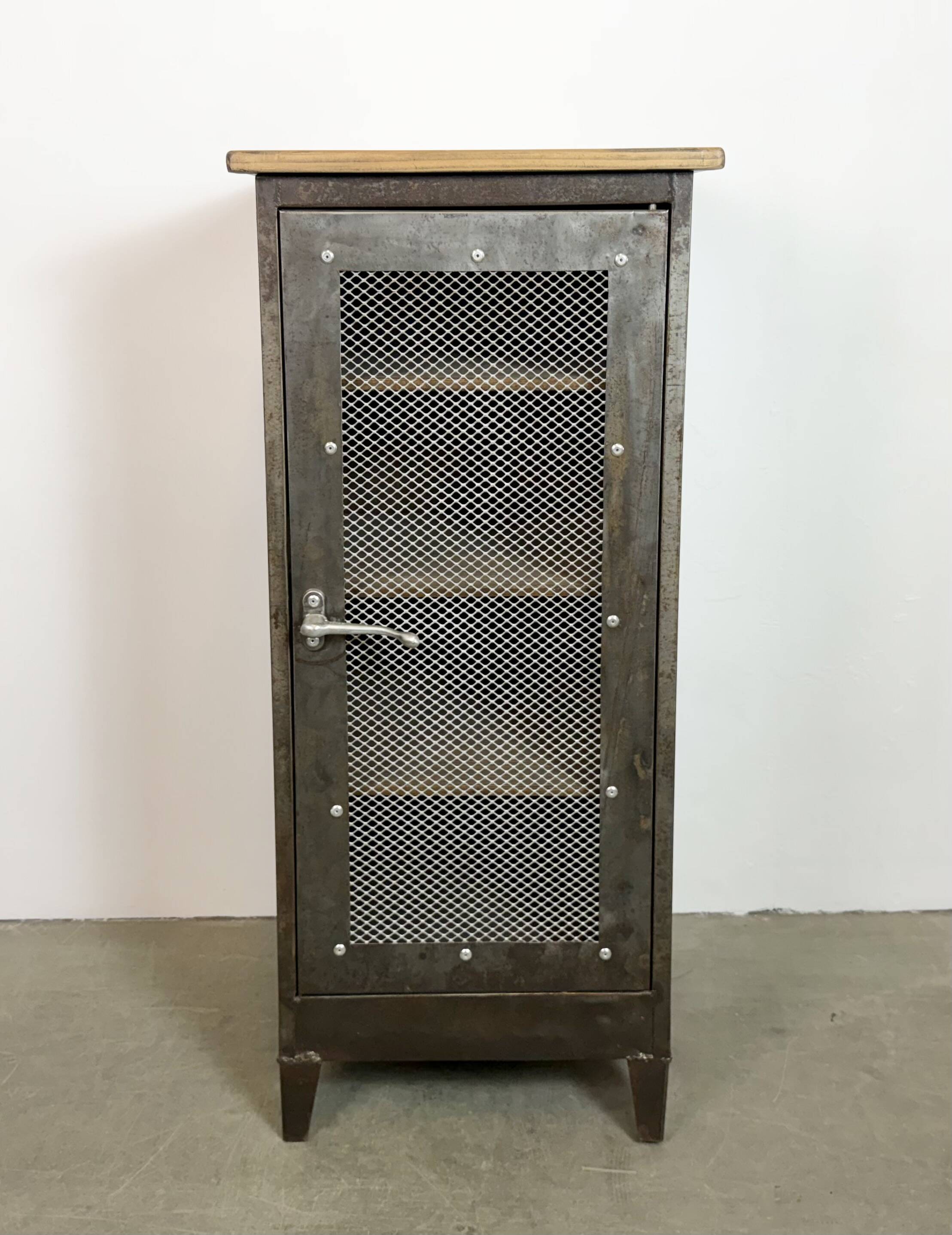 Industrial Iron Cabinet with Mesh Door, 1960s