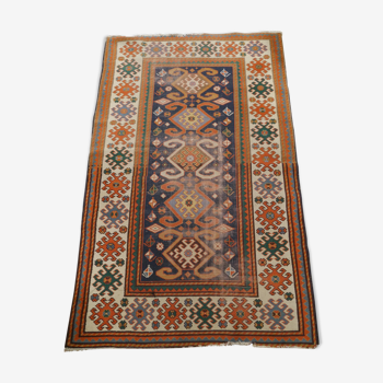 ancient Caucasian oriental carpet handmade Kazak 160 X 100cm