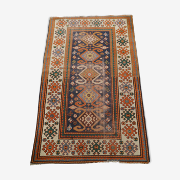 Tapis d'orient caucasien ancien fait main kazak 160 X 100cm