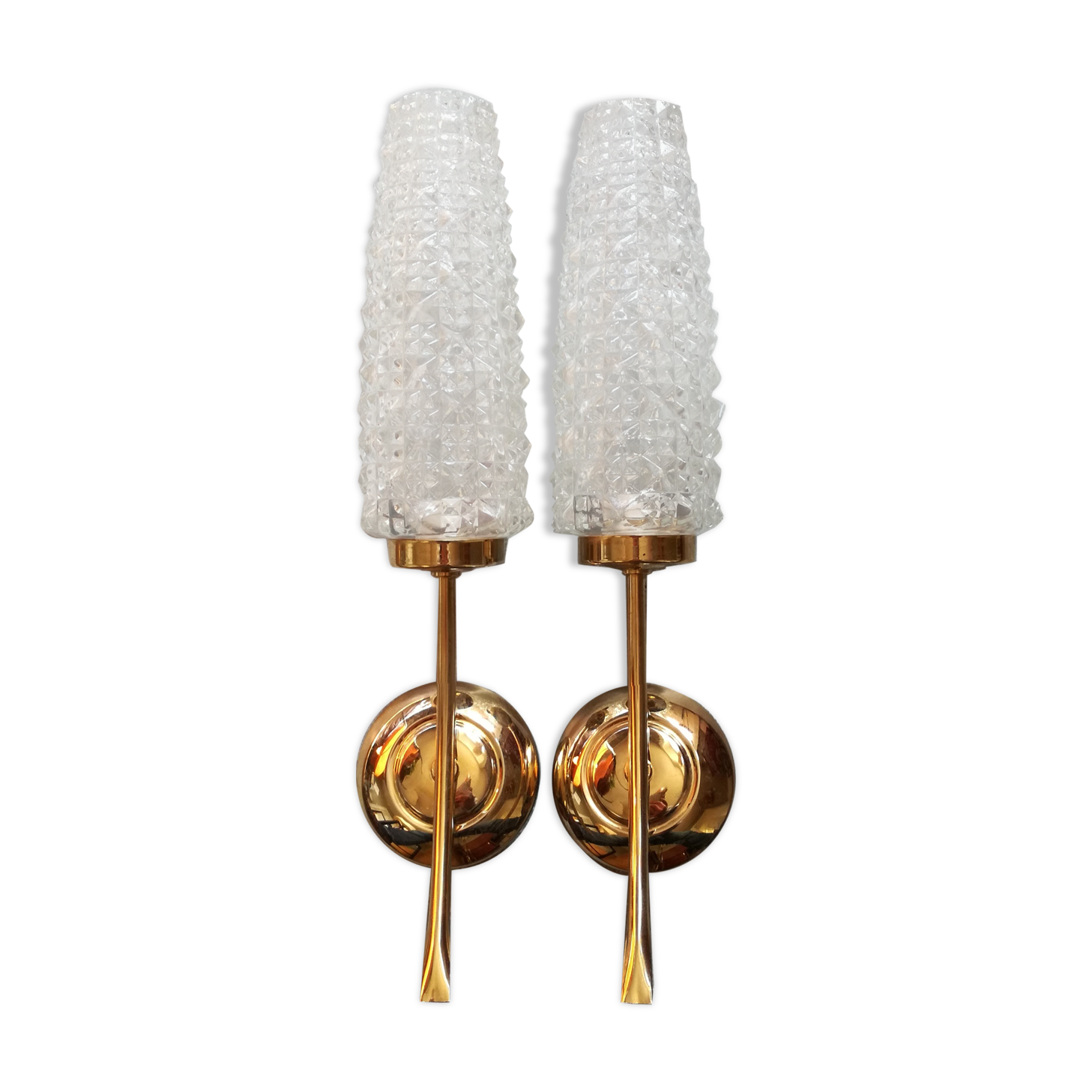 gold metal and glass sconces 1950