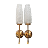 gold metal and glass sconces 1950