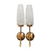 gold metal and glass sconces 1950