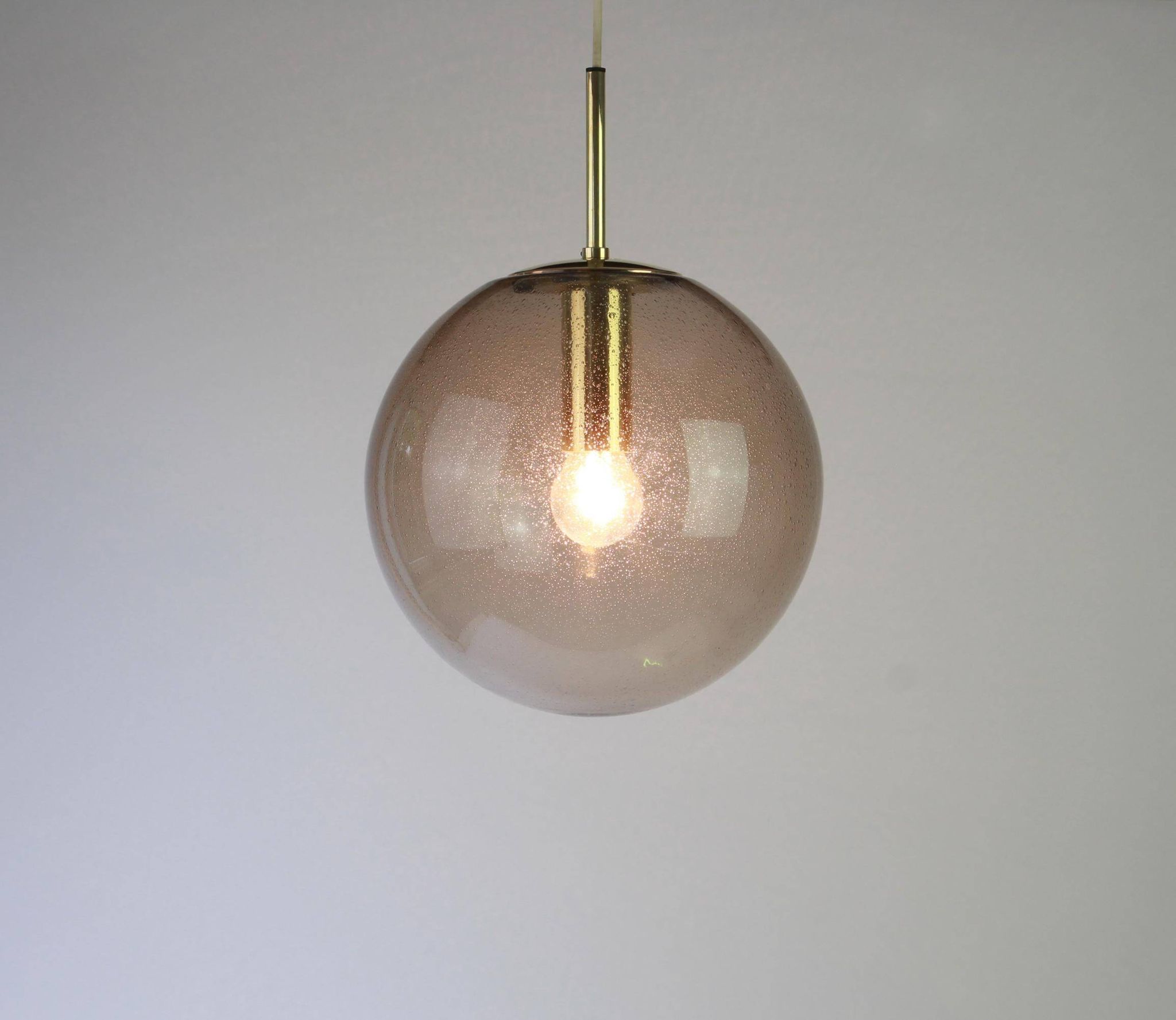 Limburg pendant light with smoked glass ball, Germany, 1970s