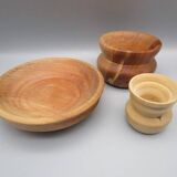 Set of 3 pieces in turned wood