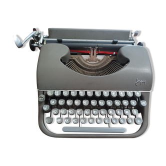 Vintage gray Japy typewriter revised new ribbon with carrying case