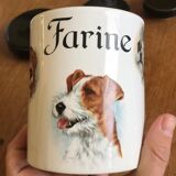 Set series of 5 pots with condiments or spices ceramic decoration dogs