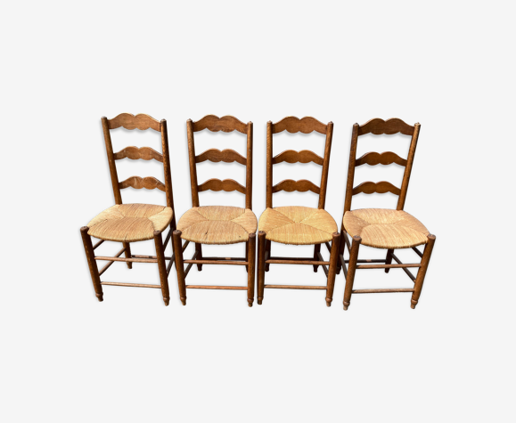 Série de 4 chaises paillées