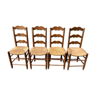 Set of 4 straw chairs