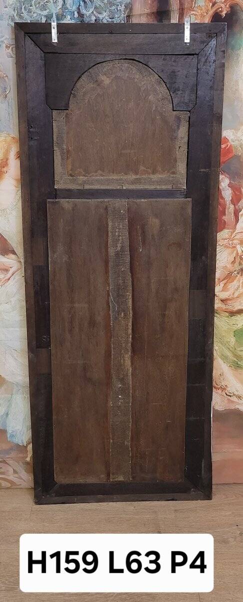 natural wood trumeau with oil painting on panel