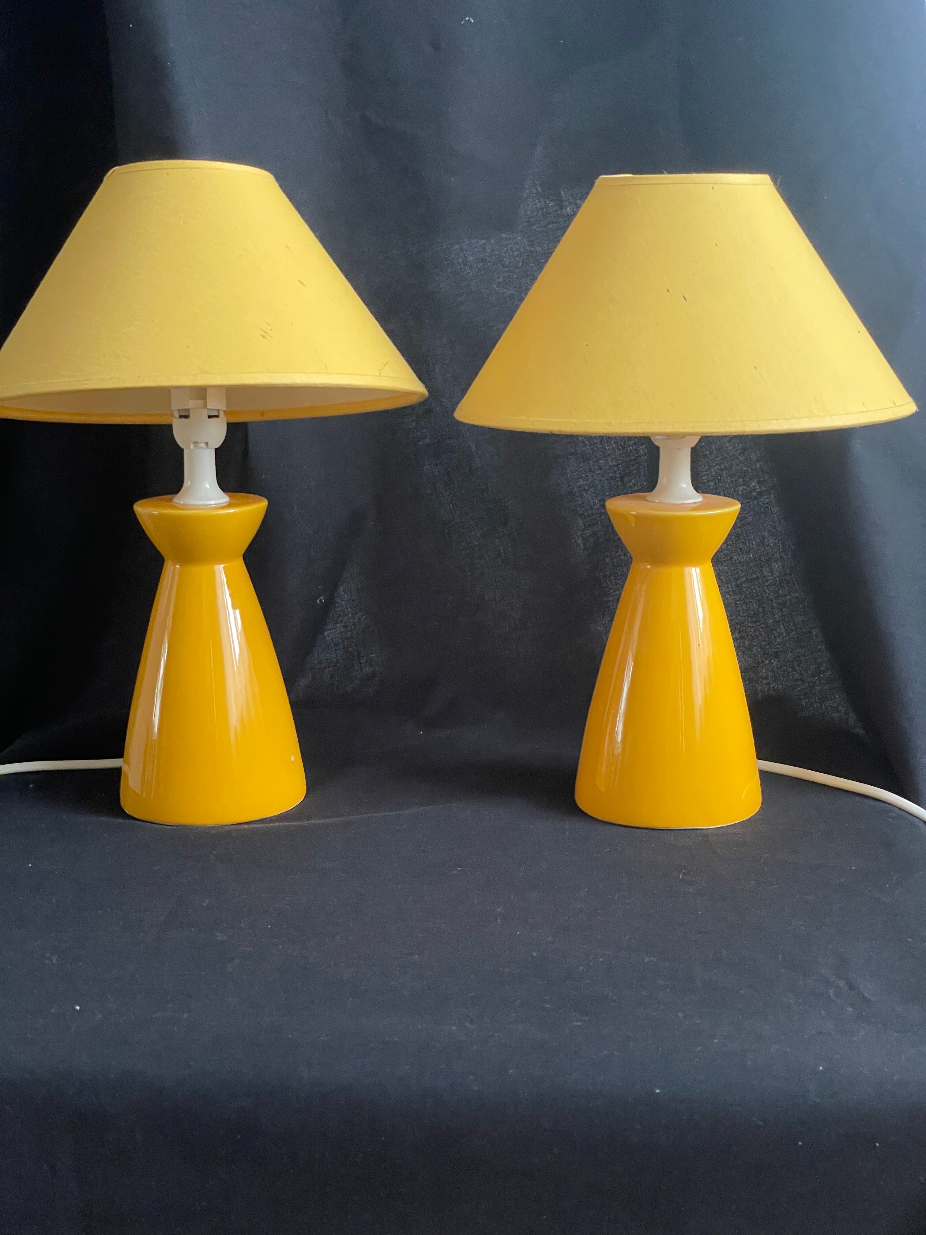 Bedside yellow lamps