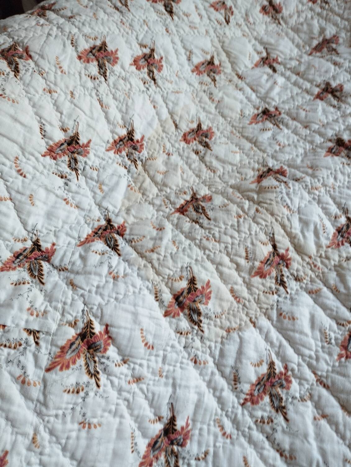 Old 2-sided Provençal pique cotton boutis