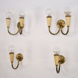 Set of four Mid-Century sconces in lacquer and brass. Italy 1950s