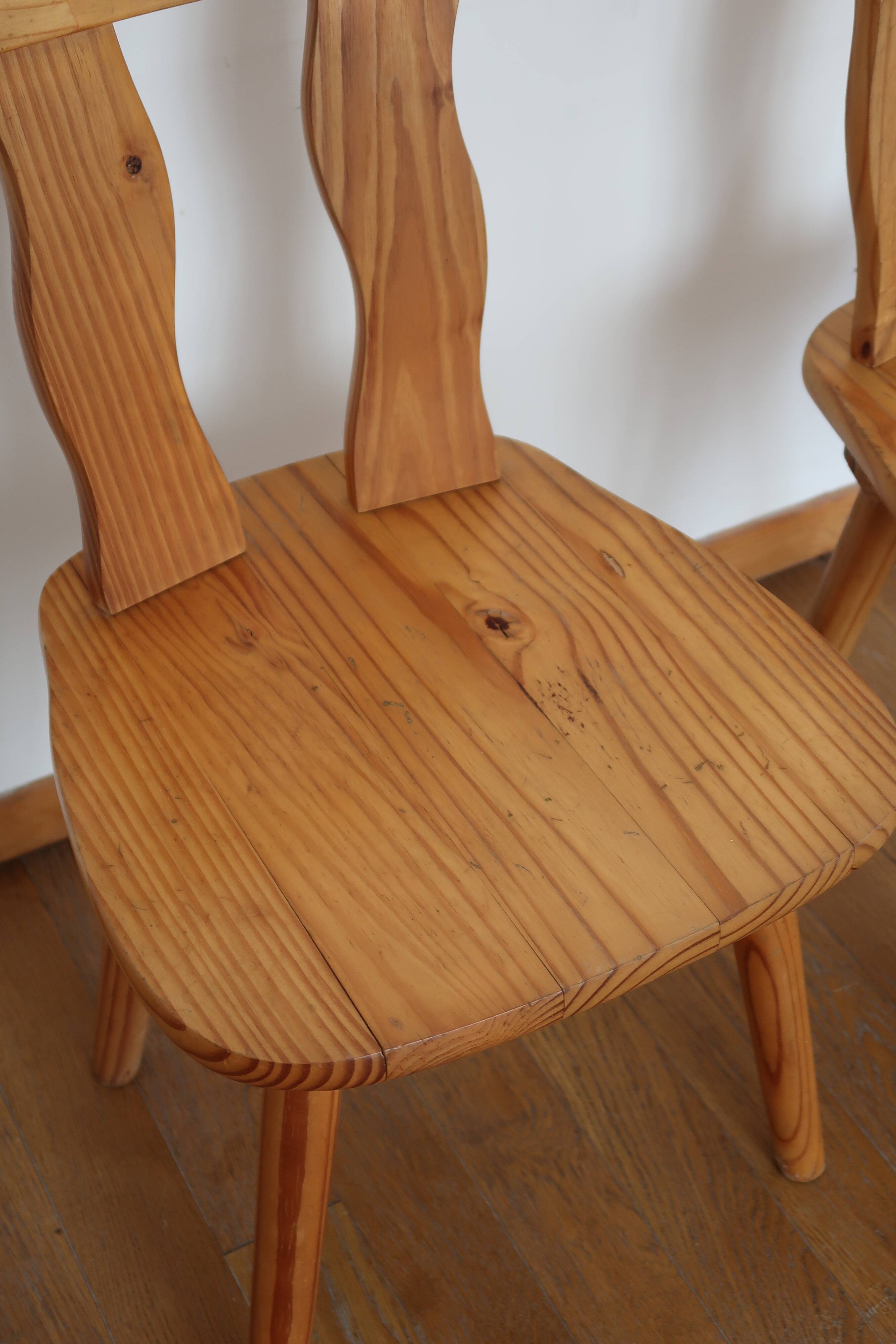 Pair of Scandinavian pine chairs