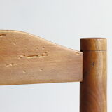 Set of six 1950s chairs in solid wood and straw