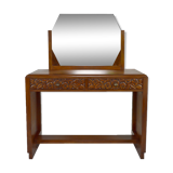 Art deco dressing table in sculpted walnut, france, circa 1930