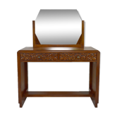 Art deco dressing table in sculpted walnut, france, circa 1930