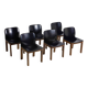 Set of 6 black leather dining chairs by Afra & Tobia Scarpa, 1970's