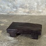 Small stool, black solid teak accent stool wabi-sabi L30 W8.5 H6.