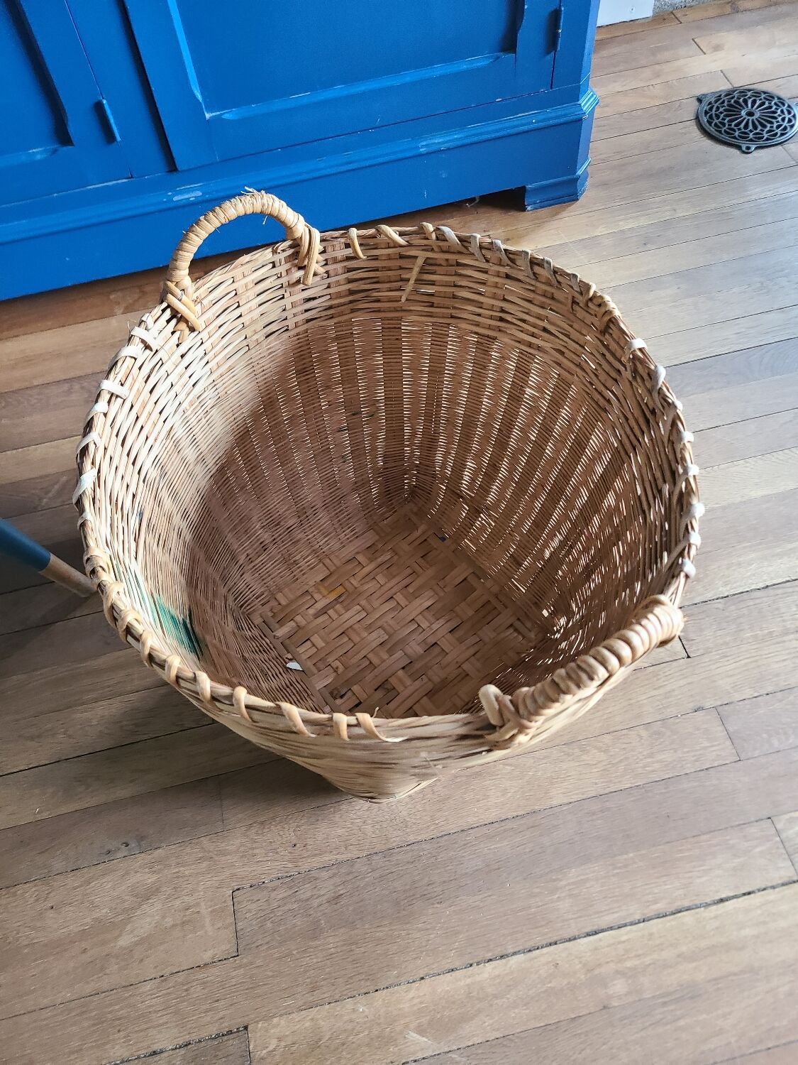 Basket, vintage woven wicker pot cover