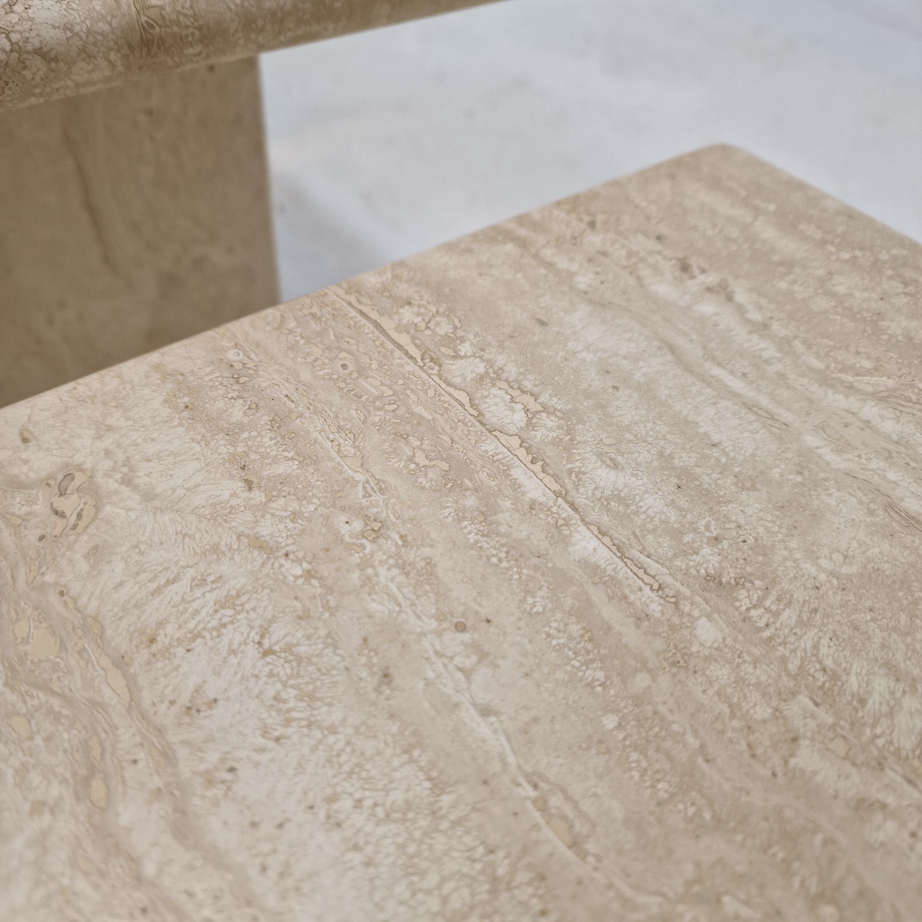 Set of 3 italian travertine coffee or side tables, 1980s