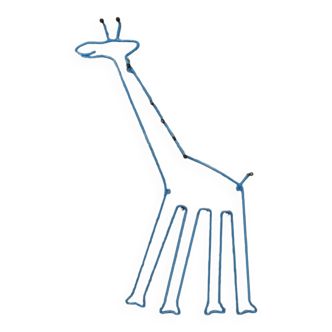 Mid-Century Modern Blue and Black Kid’s Tall Giraffe Wall Coat Hanger IKEA