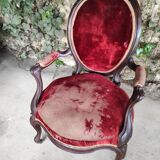Louis XV armchair in mahogany and red velvet