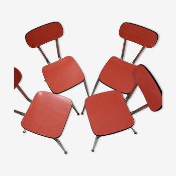 Lot de 4 chaises en formica rouge