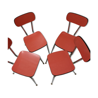 Lot de 4 chaises en formica rouge