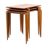 Set de trois tables gigognes années teck édition Opal vintage