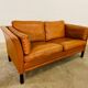 Vintage danish mid century mogens hansen 2 person tan cognac leather sofa