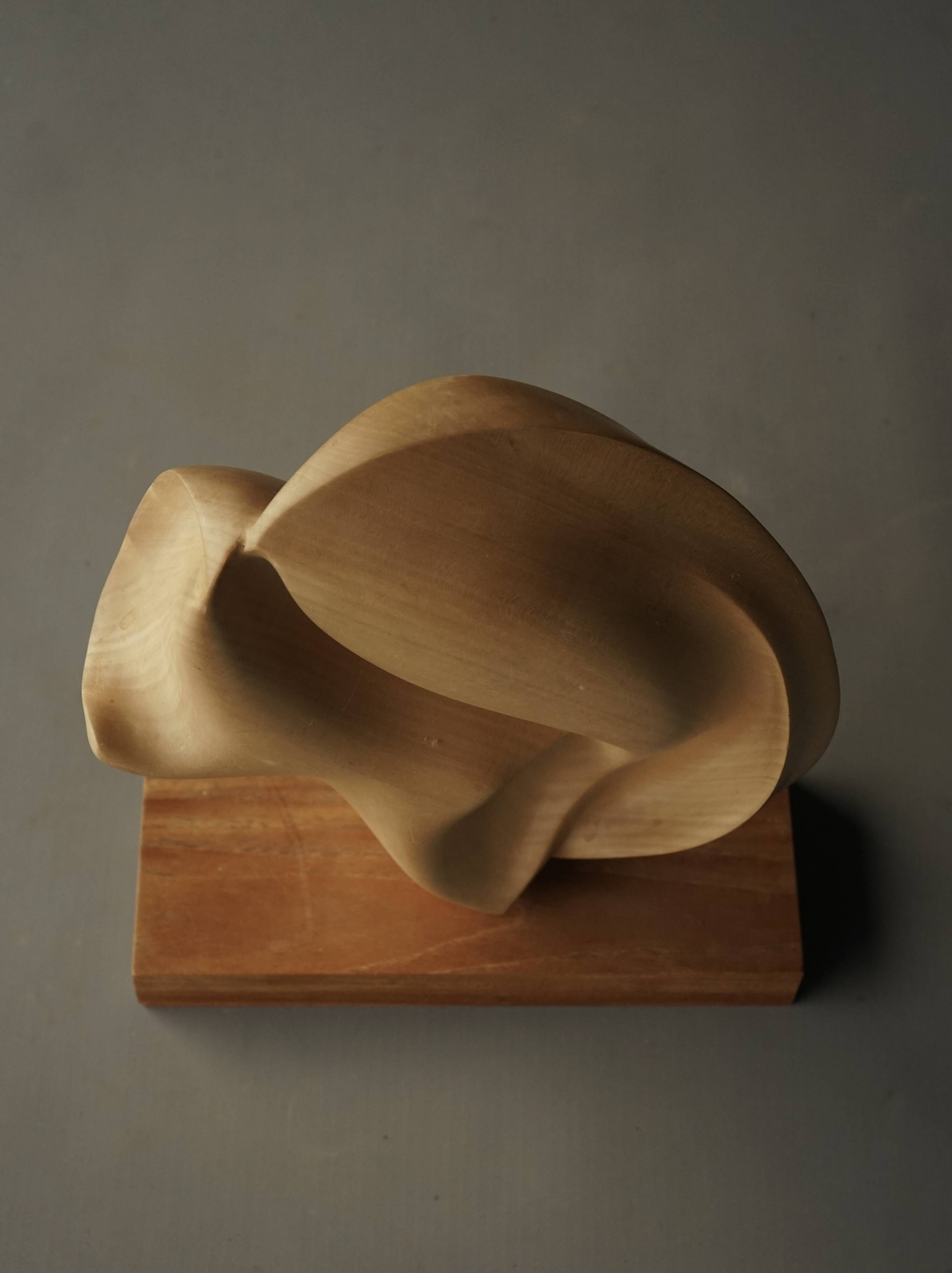 1980s carved applewood Abstract Sculpture