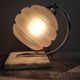 Art deco lamp white marble base, satin frosted glass tulip