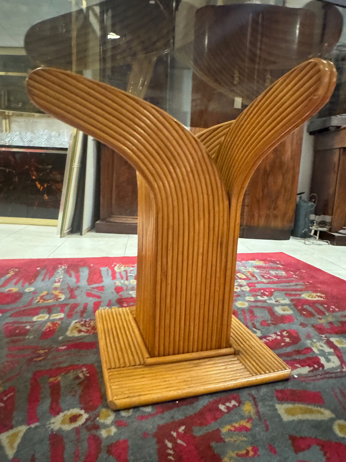 Large rattan table by Maurizio Mariani