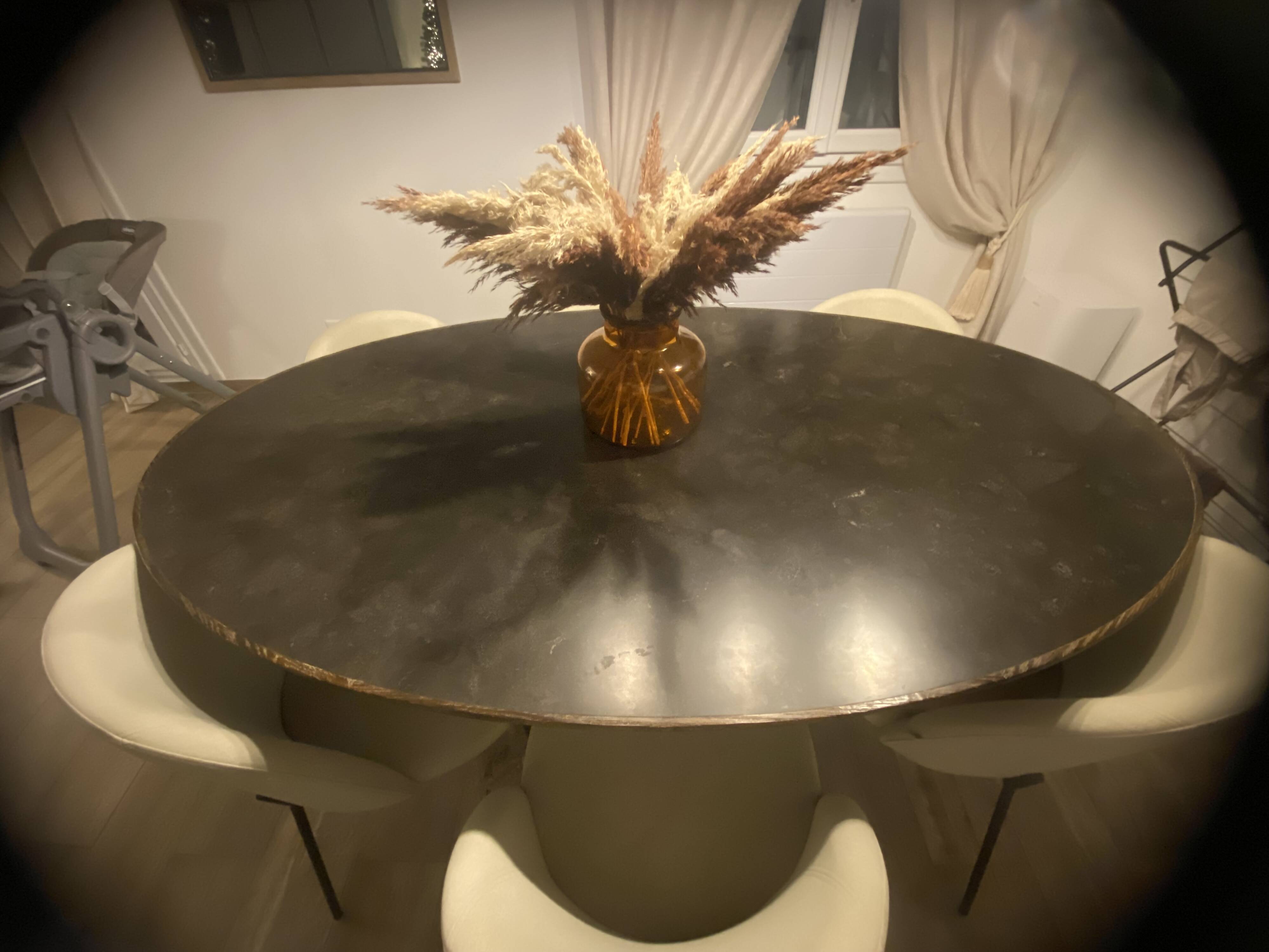 Blue stone dining table