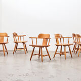 Set of 6 Scandinavian Pine Chairs 1960s/70s