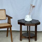 Pedestal table or small octagonal side table quadripod base with modernist spacer