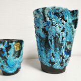 Pair of vintage Cyclops vases, Ice Cream Parlour enamels, 60s / 70s