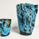 Pair of vintage Cyclops vases, Ice Cream Parlour enamels, 60s / 70s