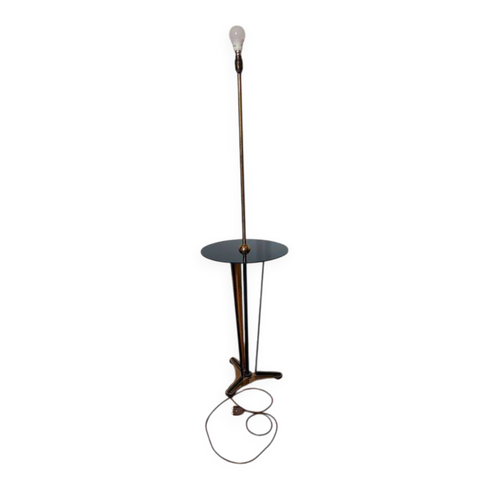 Lampe art déco laiton et verre noir 260415