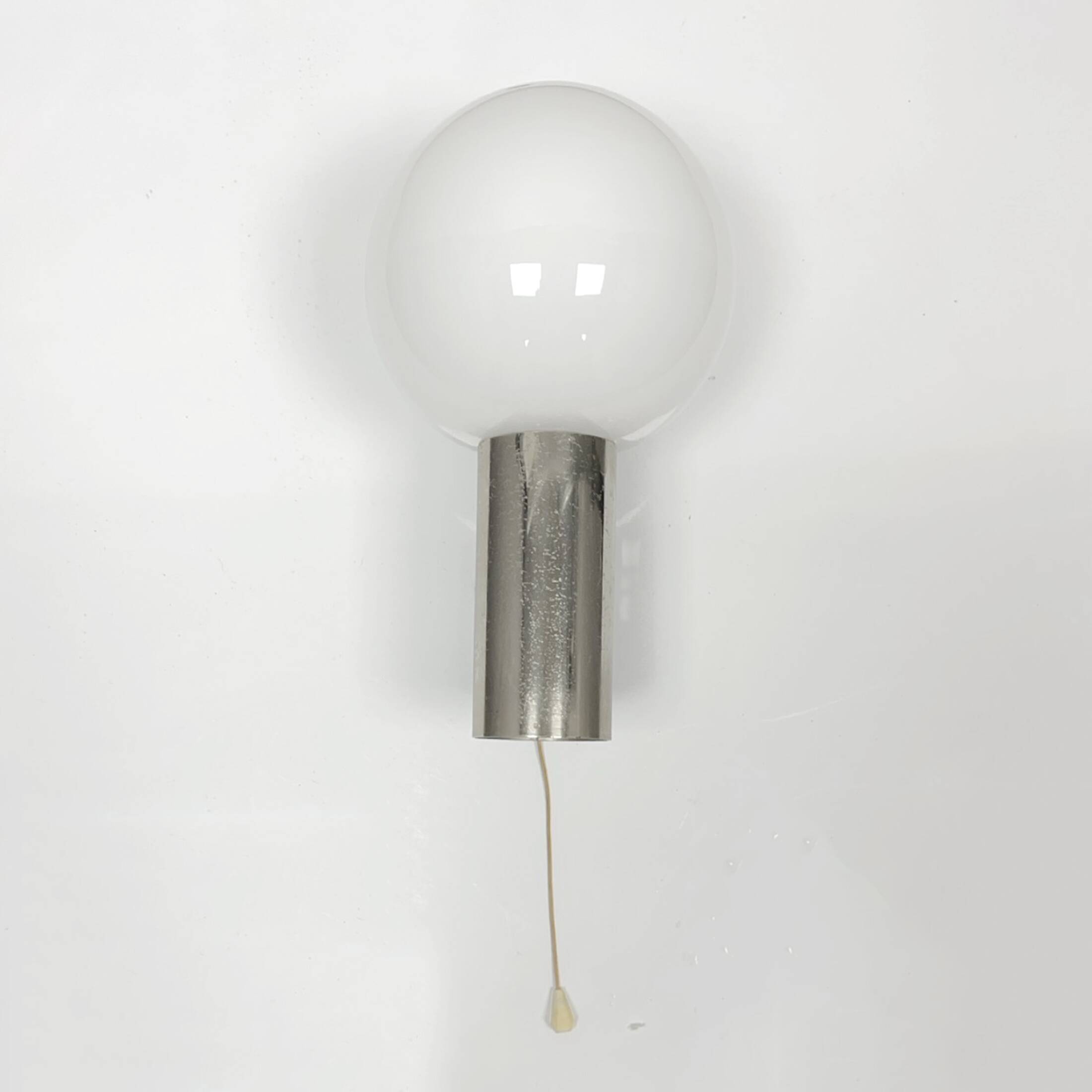 AKA Leuchten wall lamp, 1970s, Space Age chrome sphere, mid-century vintage
