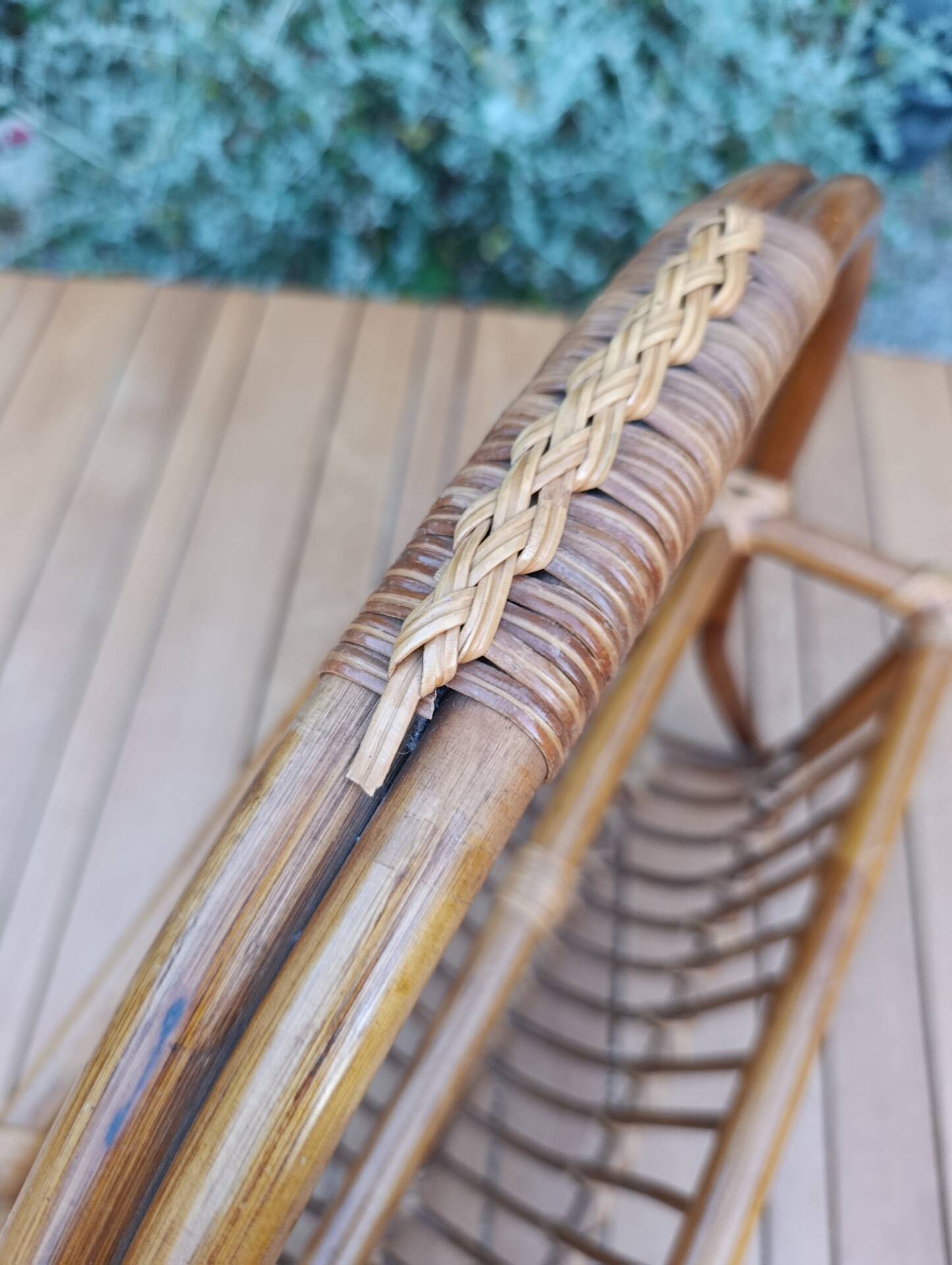 bamboo / rattan magazine rack, vintage, bohemian chic charm
