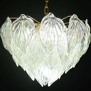 Superbe grand lustre en verre de Murano avec feuilles arc-en-ciel