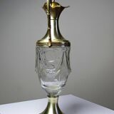 Vintage decorative jug in moulded glass and gilded brass, Italy circa 1980.
