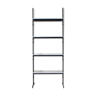 1960s vintage book shelf with Carrara marble shelves and iron structure
