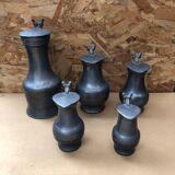 Series 5 old jugs measures vintage pewter pots