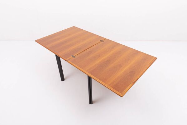 Table à manger vintage pliable en noyer, design italien, 1980