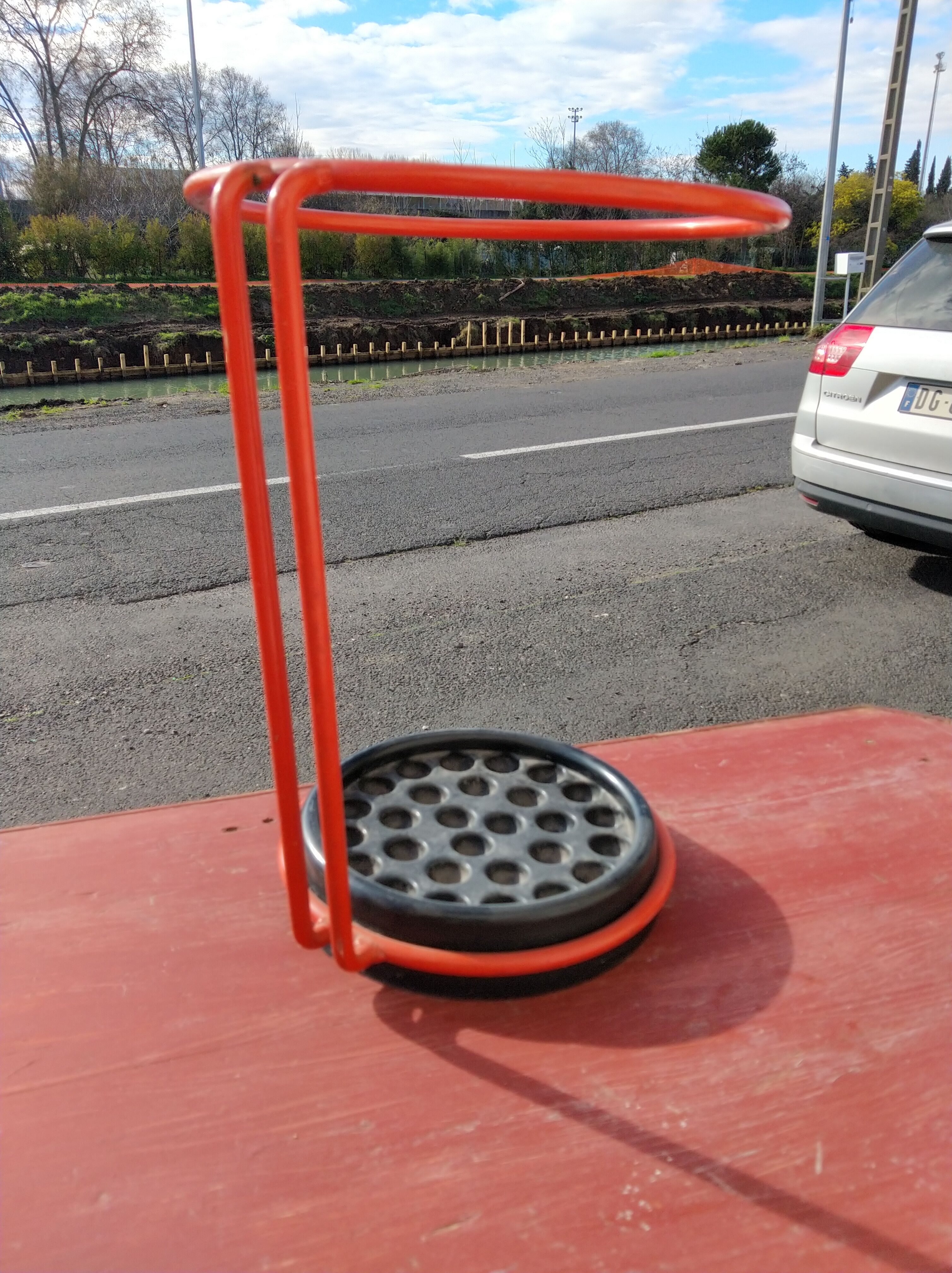 Umbrella stand and walking sticks circa 1970