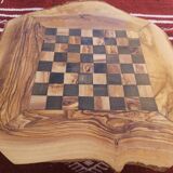 Jeux d'échecs rustique en bois d'olivier fait main