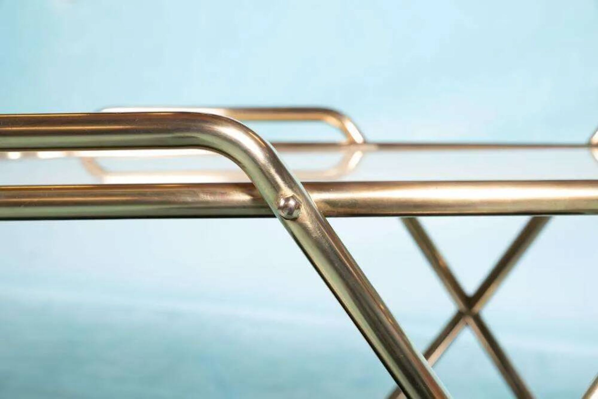 Vintage brass service trolley from the 1960s, Midcentury brass bar trolley.